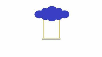 Swing hanging from cloud line 2D object animation. Surreal recreation playground flat color cartoon 4K video, alpha channel. Outdoors activity imagination fantasy animated item on white background video