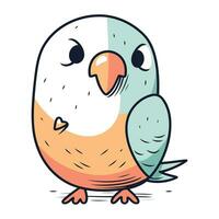 Cute cartoon parrot. Vector illustration isolated on white background.