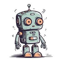 Cute cartoon robot. Vector illustration. Isolated on white background.