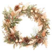 Watercolor Christmas wreaths. Holiday wreaths Clipart, Cozy Winter Clipart. AI Generated png