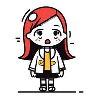Illustration of a cute little girl in school uniform. Vector. vector