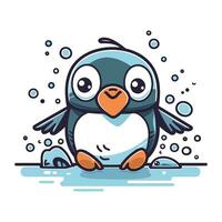 Cute penguin cartoon. Vector illustration isolated on white background.