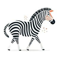 Zebra isolated on white background. Vector illustration in trendy flat style.