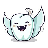 Smiling tooth character cartoon style vector illustration. Cute cartoon tooth character.