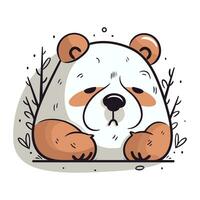 Cute panda bear cartoon. Vector illustration in doodle style.