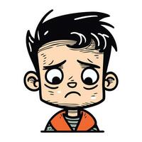 Boy with angry facial expression. vector illustration isolated on white background.