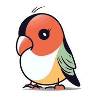 Cartoon cute little bullfinch. Vector illustration on white background.