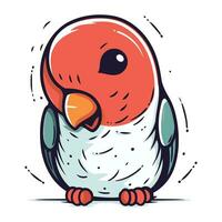 Cute parrot. Vector illustration. Isolated on white background.