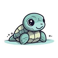 Cute cartoon turtle. Vector illustration isolated on a white background.