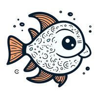 Cute fish. Hand drawn vector illustration in doodle style.