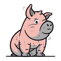 Illustration of a cute little rhinoceros in cartoon style vector