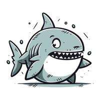 Shark cartoon vector illustration. Hand drawn doodle style.