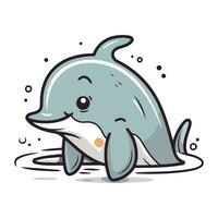 Cute cartoon whale. Vector illustration of a cute cartoon dolphin.