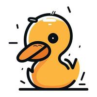 Cute duckling vector illustration on white background. Cute cartoon duckling.