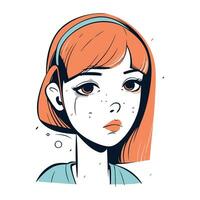 Vector illustration of a girl with a pimple on her face.