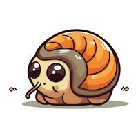 Cute cartoon snail. Vector illustration isolated on a white background.