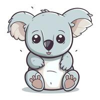 Cute koala cartoon sitting on the floor. Vector illustration.