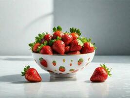 Fresh red strawberries inside a plate fruit berry red color ai generated photo