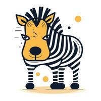 Zebra. Cute cartoon character. Vector illustration. Flat design.