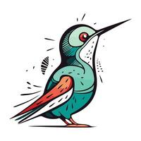 Cute bird. Hand drawn vector illustration in cartoon comic style.