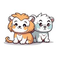 Cute cartoon lion. tiger and panda. Vector illustration.