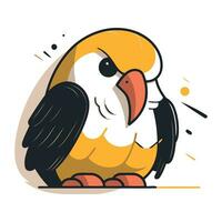 Cute parrot. Vector illustration in cartoon flat style. Isolated on white background.