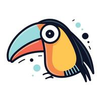 Cute cartoon toucan. Vector illustration in doodle style.