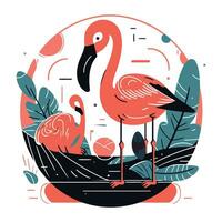 Flamingo vector illustration. Flamingo in the wild nature.