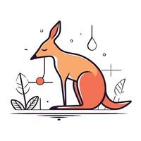 Kangaroo on a white background. Vector illustration in flat style.