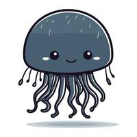 Cute jellyfish character. Kawaii animal. Vector illustration.