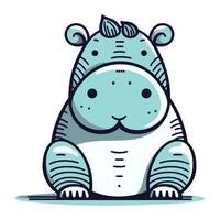 Cute cartoon hippo. Vector illustration isolated on white background.