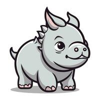 Cute rhinoceros character cartoon vector illustration. Funny rhinoceros icon.