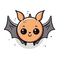 Cute cartoon bat. Vector illustration on white background. Isolated.