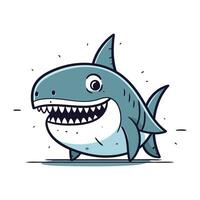 Cartoon shark. Vector illustration. Isolated on white background.