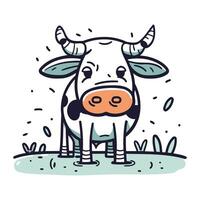 Cute cartoon cow. Farm animal. Vector illustration in doodle style.