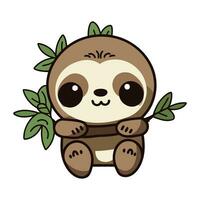 cute sloth animal cartoon with leafs character vector illustration design