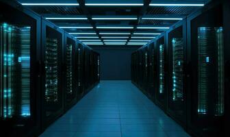 Server racks in computer network security server room data center photo