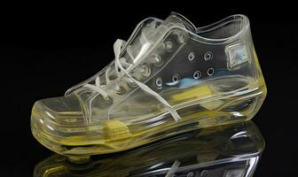 A transparent glass sneaker offers a unique style Creating using generative AI tools photo