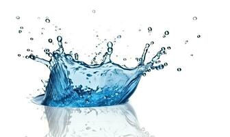 Water splash in blue isolated on white background. Creating using generative AI tools photo