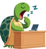 Turtle as a government servant,  less efficiency, Turtle in office, Turtle receptionist  flat style stock vector image