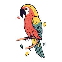 Cute parrot. Vector illustration in doodle style.