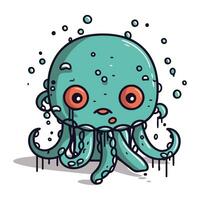 Cute cartoon octopus. Vector illustration of cute octopus.