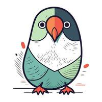 Cute parrot. Vector illustration. Isolated on white background.