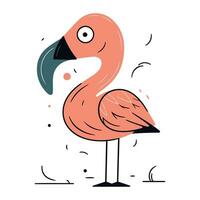 Flamingo. Vector illustration in flat style. Isolated on white background.