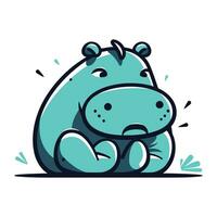 Vector illustration of a cute hippopotamus. Isolated on white background.