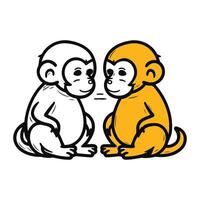 Monkey family cartoon vector illustration isolated on white background. Monkey family vector illustration.