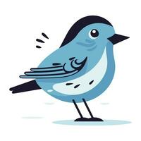 Vector illustration of blue bird. Isolated on a white background.