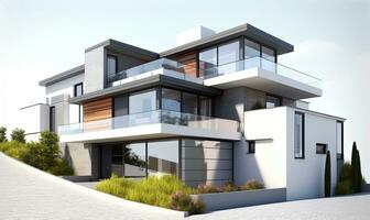 Contemporary home design on isolated white background Creating using generative AI tools photo