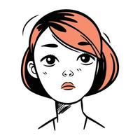 Vector illustration of a young woman with red hair. Cartoon style.