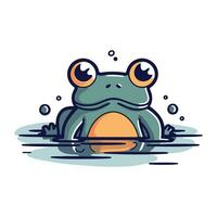 Frog in water cartoon icon. Vector illustration isolated on white background.